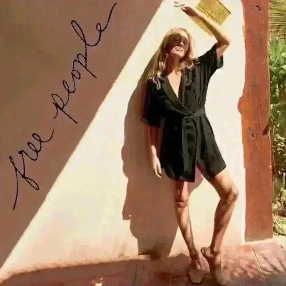 FREE PEOPLE Linen Blazer Inspired Mini Wrap Dress